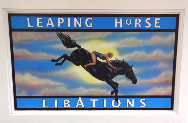 Close up of Leaping Horse Libations...