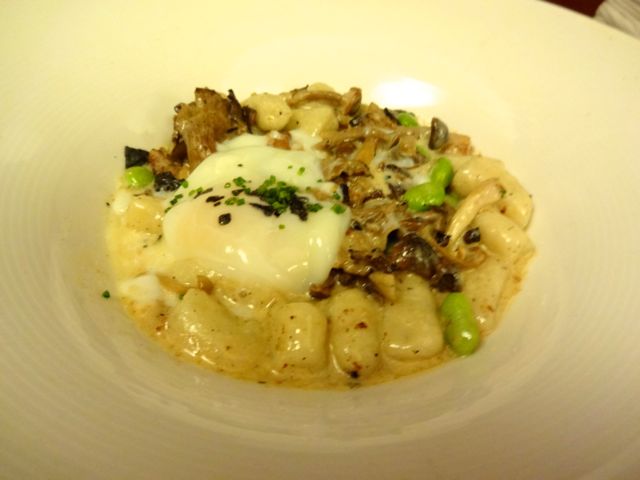 Homemade Potato Gnocchi ... Wild Mushrooms, Edamame, Smoked Pork, Local Soft Poached Egg