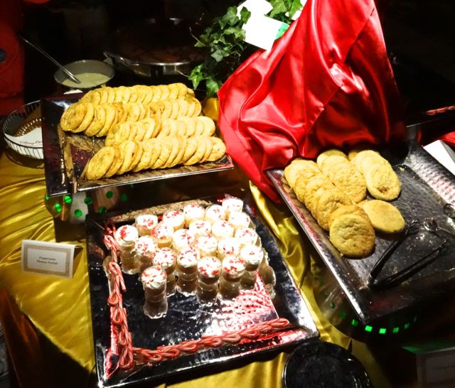 A better photo of the Candy Cane Mousse, Snickerdoodles, and in the background, the Warm Brownie with Vanilla Cream