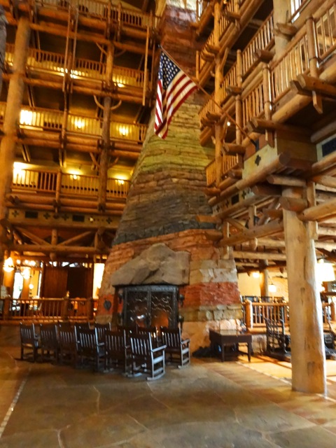 The fireplace in the Wilderness Lodge lobby demonstrate all of the different rock found in the Grand Canyon (there are over 100 colors in the fireplace).