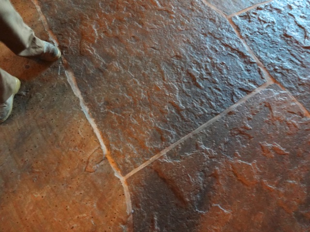 The floors in the Wilderness Lodge lobby are not Disney-stone, they're real stone