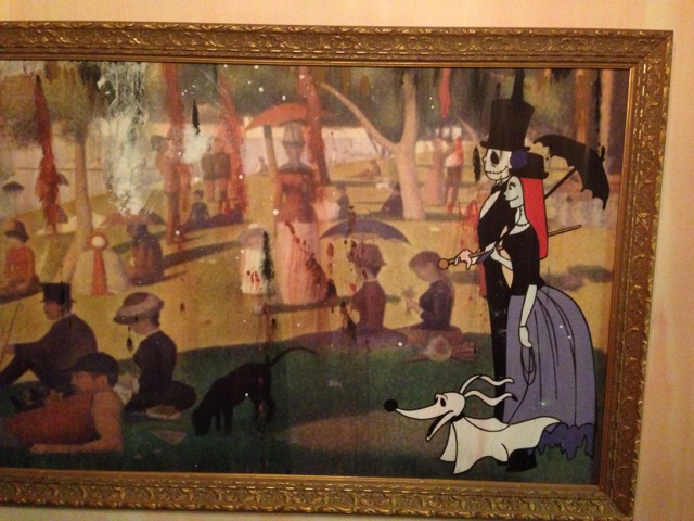 ... famous painting by Georges Seurat with Jack Skellington, Sally, and Zero the Ghost Dog...