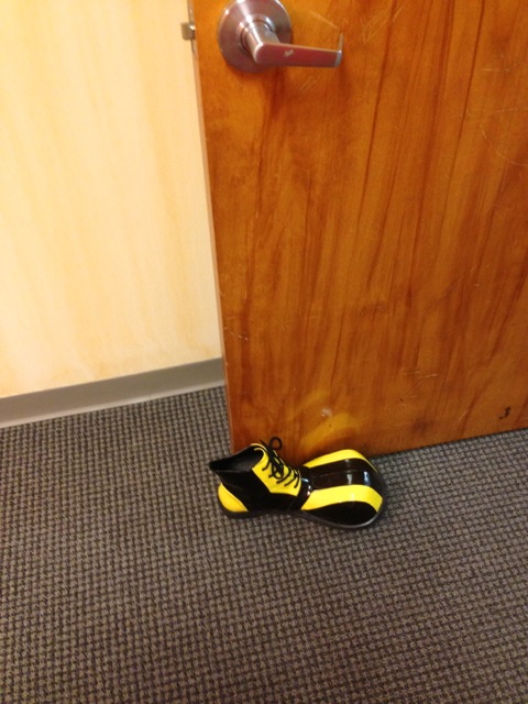 ...clown shoes as door stop