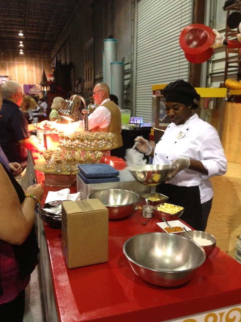 Popcorn Action Station - she's preparing