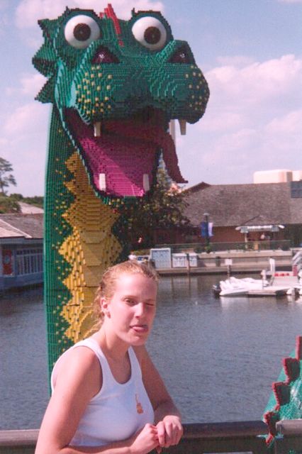 ... this is an old photo made from FILM... when we got the photo back from being processed, we couldn't figure out what our Dear Niece was doing... she's mimicking the sea serpent!