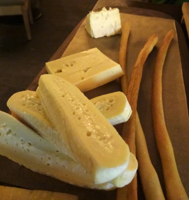 Robiola (similar to brie), Fontina, and La Tur (texture like cheesecake)