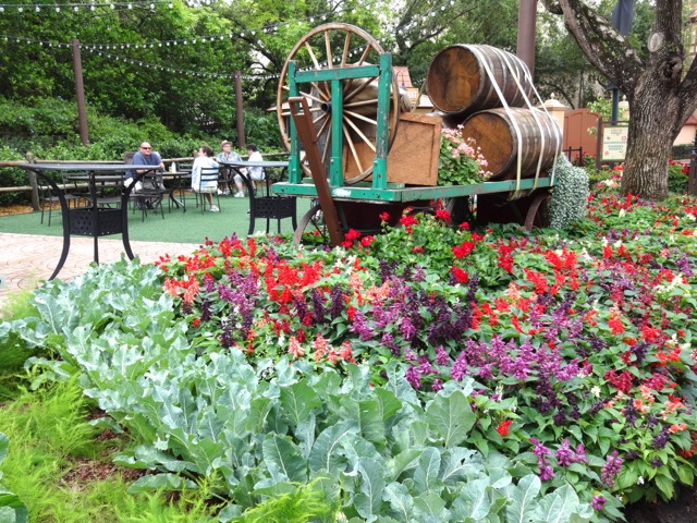 Plantings in front of the seating area