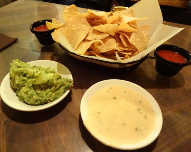 La Cava del Tequila: The Trio Combo, guacamole, queso con jalapeño, chipotle salsa, and fresh chips