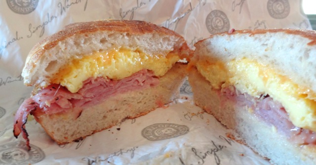 Open view of Ham Egg Cheddar Sandwich