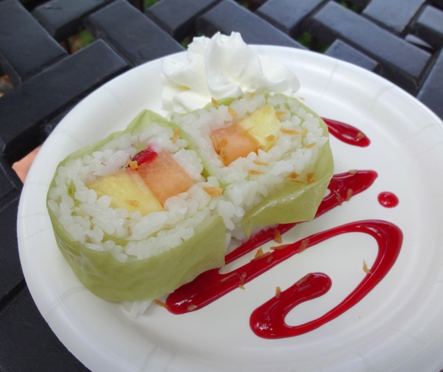 Pineapple and Canteloupe filling - we weren't sure what the wrapping was, probably rice paper