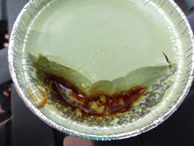 Green tea flan (caramel sauce in the bottom)