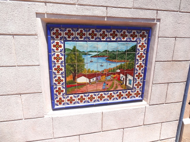 mosaic on the side of the building
