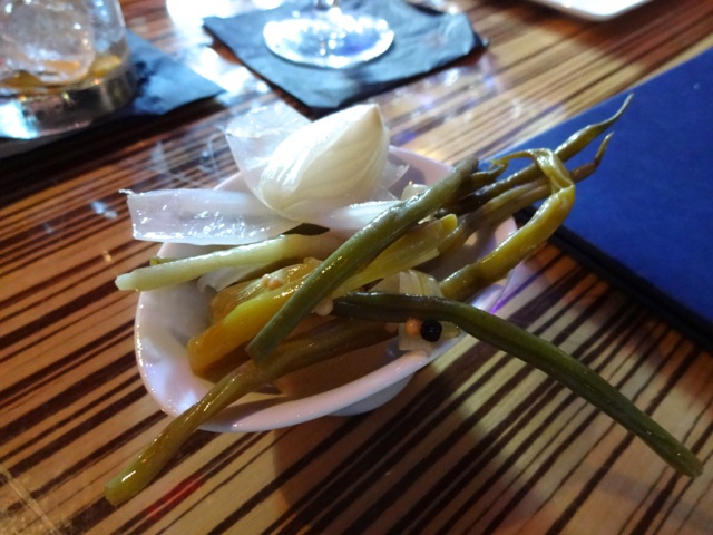 Chef Windus has pickled a variety of vegetables (available to patrons sitting at the bar)