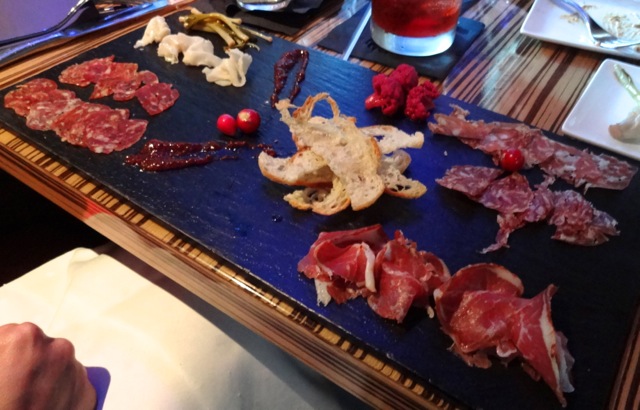 Charcuterie Board -  Daily Selection of Cured Meats, Pickled Haricot Verts, Mostarda, crispy Ciabatta
