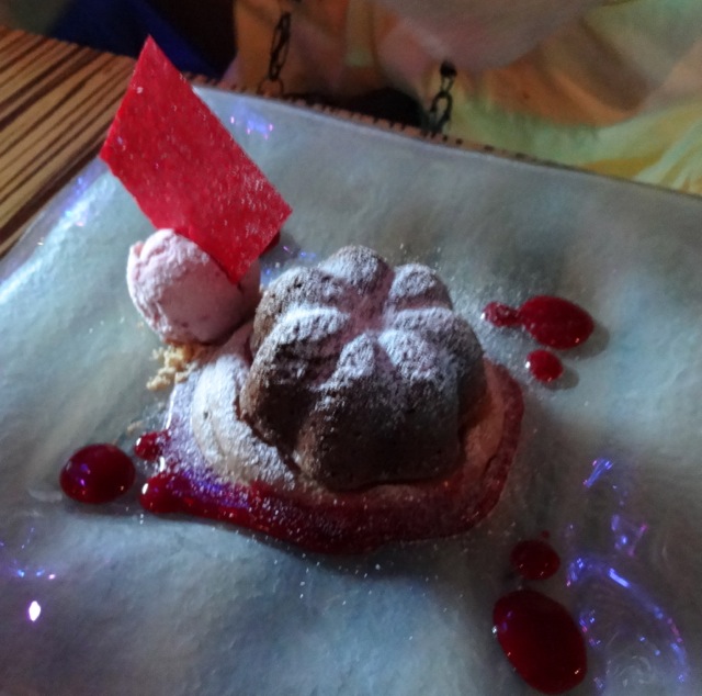Chocolate Lava Cake with raspberry (Andy's dessert)