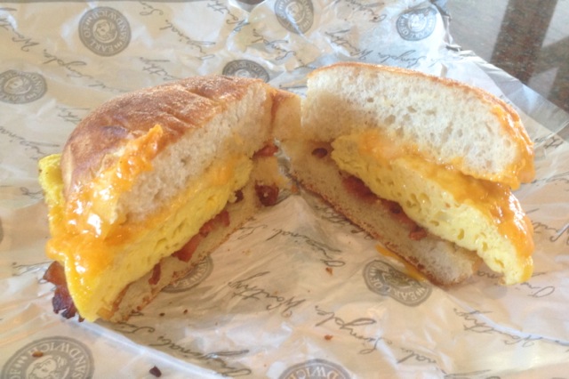 Bacon, Egg and Cheddar Breakfast Sandwich at Earl of Sandwich June 2013 - 1