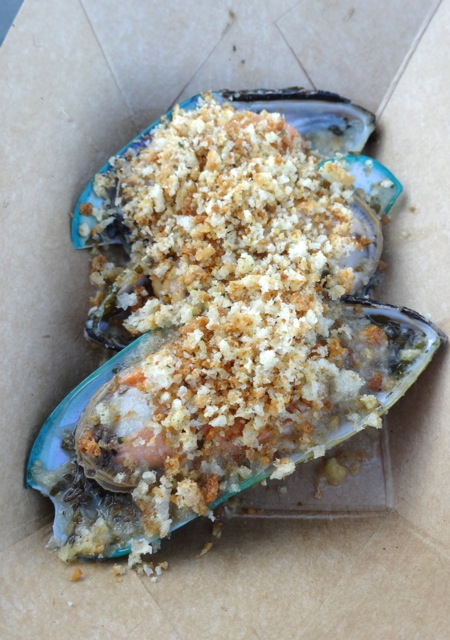 New Zealand - Green Lip Mussels topped with bread crumbs