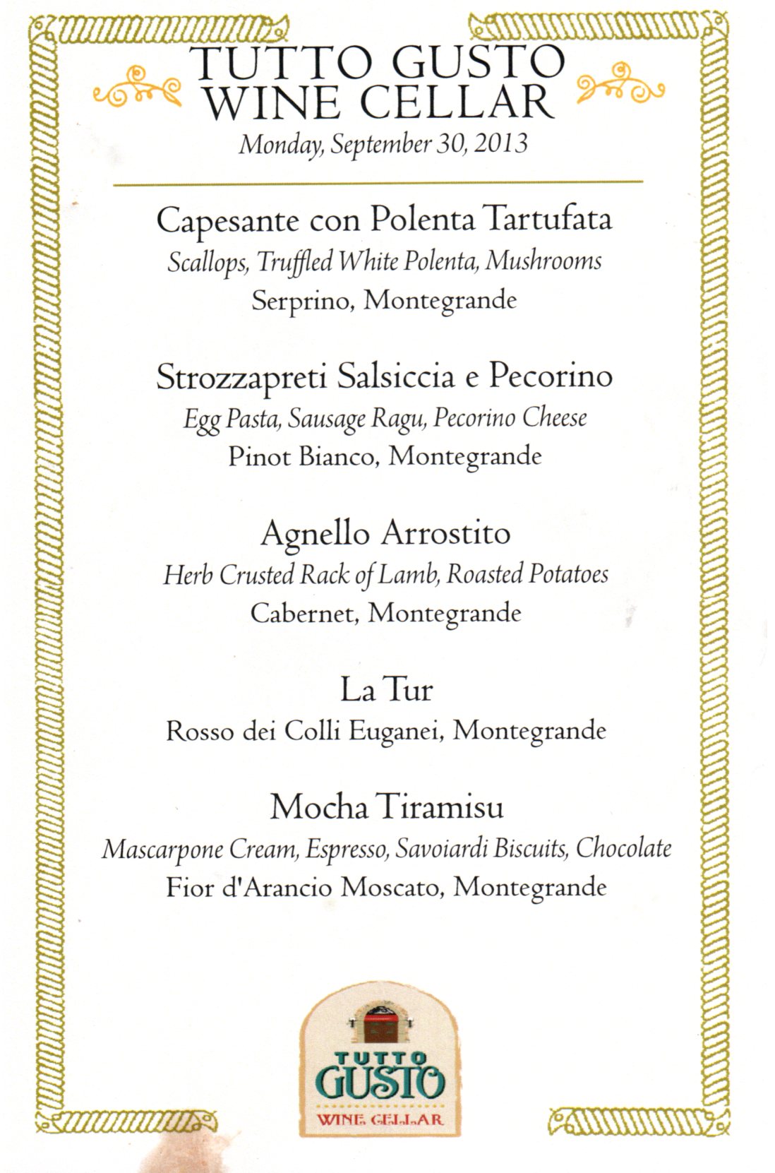 Menu (I don't expect it to change throughout the Food & Wine Festival)