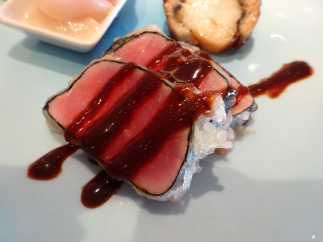 the rare tuna was good, firm and meaty, quite nice
