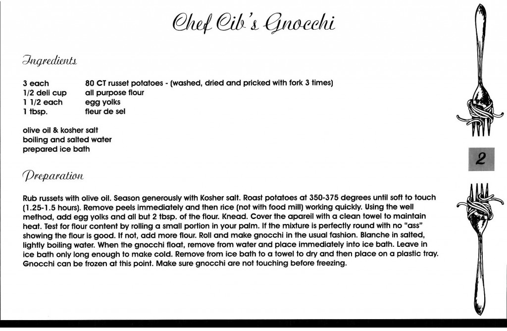 Chef Cib's Gnocchi (actually, I think it's his grandmother's gnocchi)