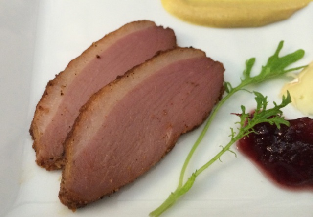 I thought that the pastrami made the Pinot Noir taste a bit of anise. Nick preferred the mustard on the duck - he had a point, it was a better flavor profile.