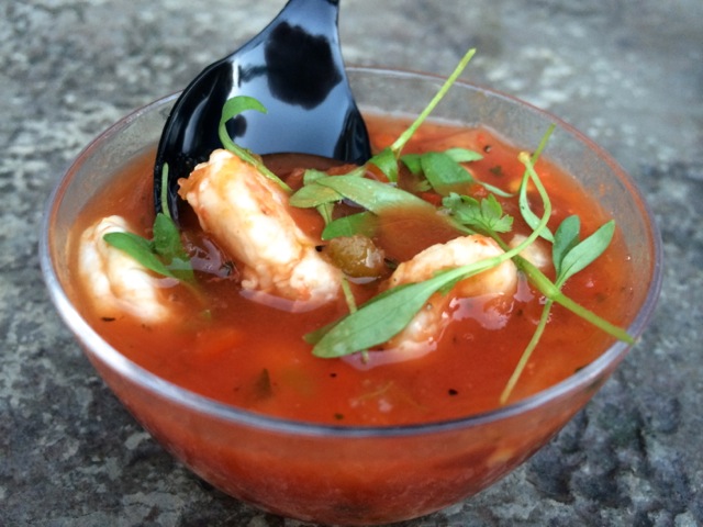 Florida Shrimp Cerviche with Fire Roasted Vegetables & Micro Cilantro