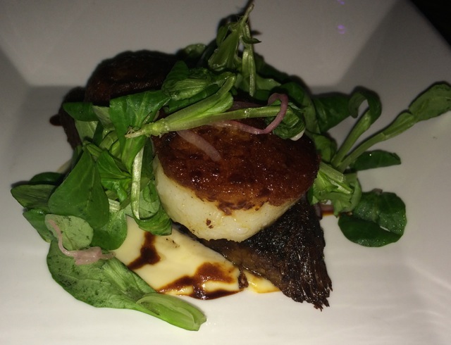 Scallop and Beef Short Rib appetizer from dining room menu