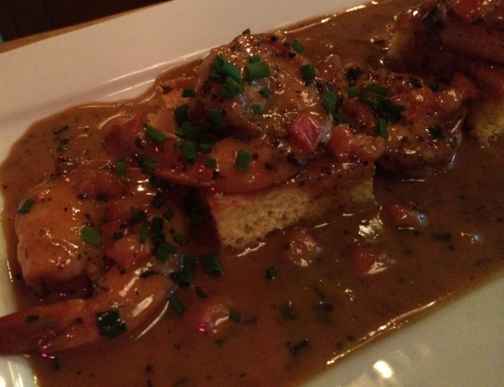 … The house favorite, sautéed jumbo shrimp, simmered in an amber beer reduction on top of housemade jalapeño cornbread
