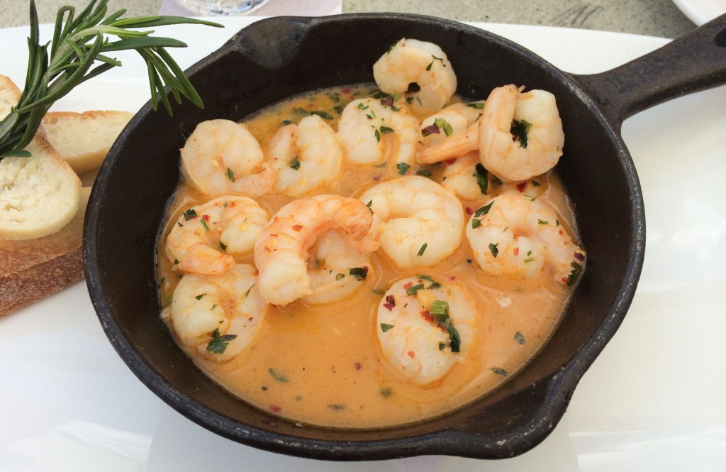 Kiss Before Shrimp (Pan seared shrimp in a garlic & chili lemon butter with sliced baguette)