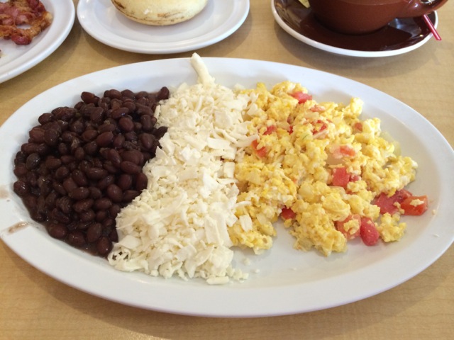 Andino $6.99 - black beans, grated cheese, scrambled eggs with onion and tomato