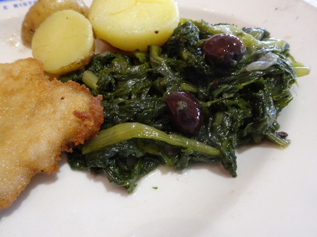 Veal Cutlet with Chickory & Olives